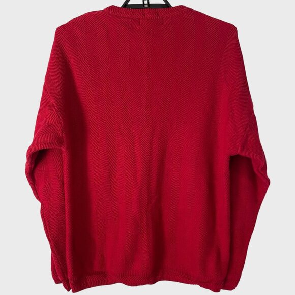 Vintage Chaps Ralph Lauren Crewneck Sweater Red Men's Large Hand Framed Knitwear - Picture 3 of 12